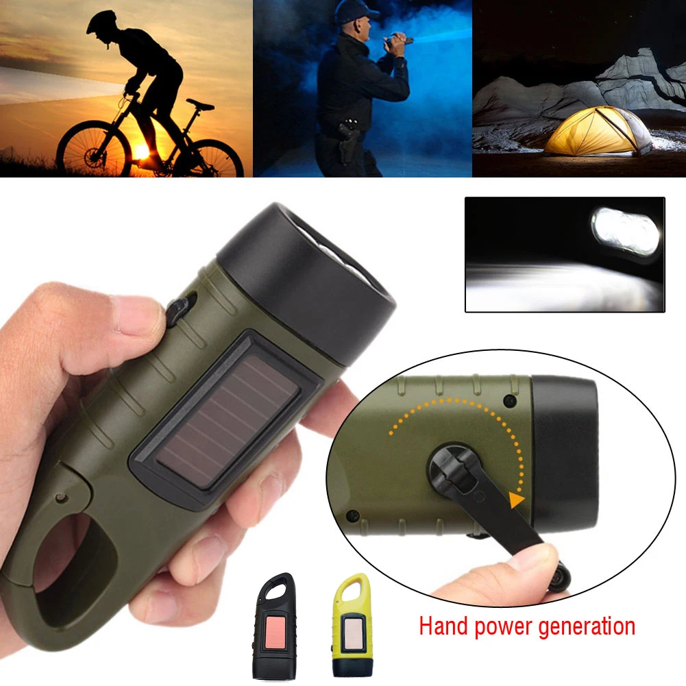 Fire Torch Solar - LED Flashlight Hand Crank Solar Powered