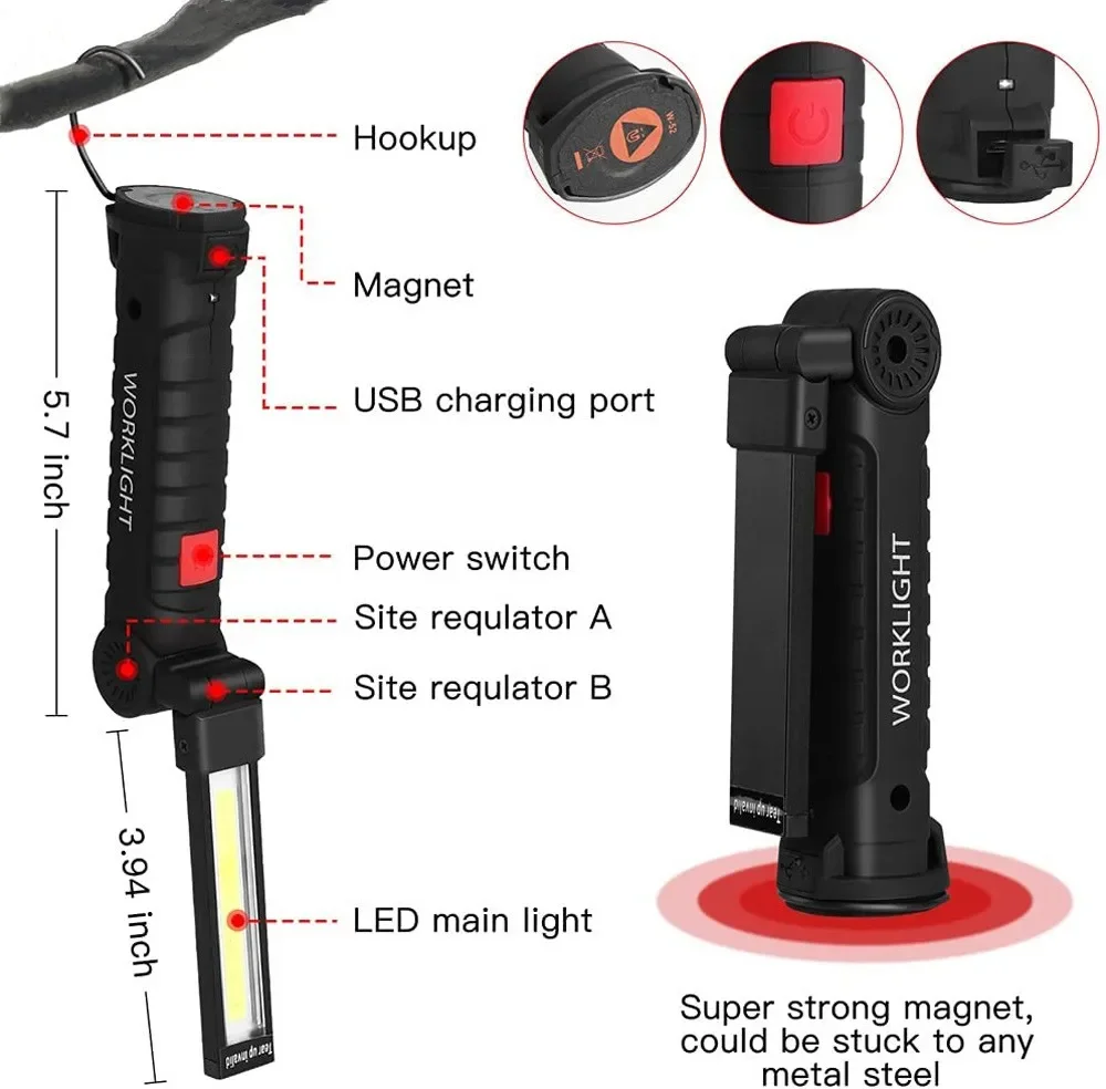 Portable COB LED Flashlight US - Outdoor Lighting Usb 评论和价格