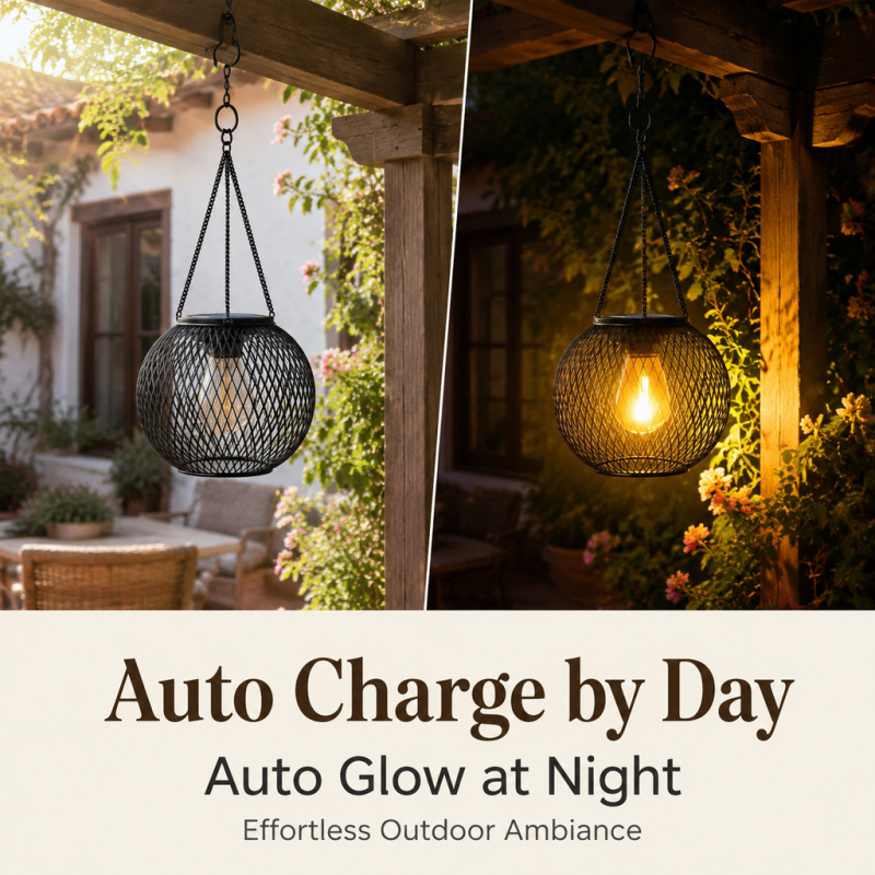 Solar Powered LED Hanging Floo - Outdoor Lighting Under Pergola 评论和价格