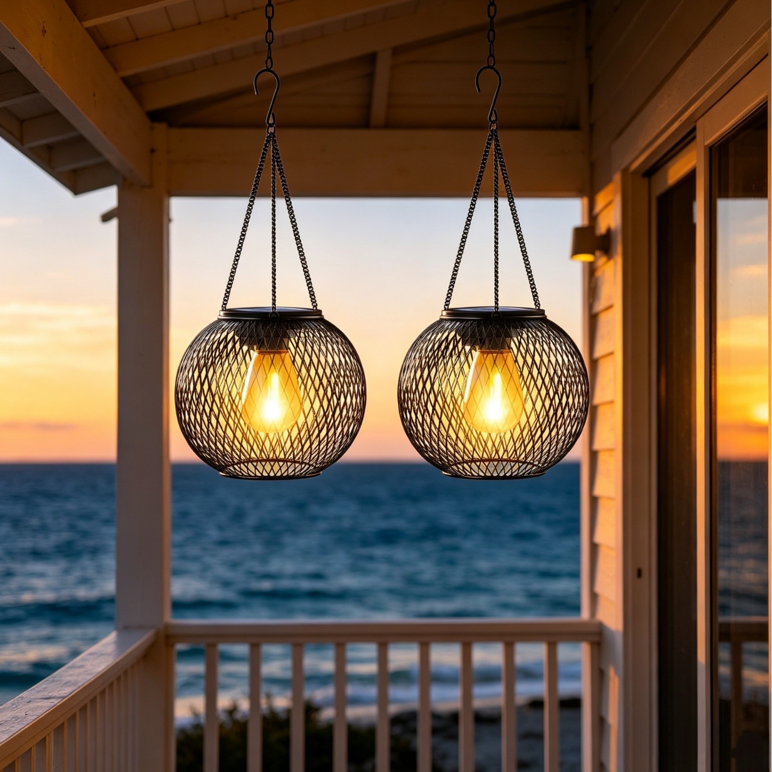 Solar Powered LED Hanging Floo - Outdoor Lighting Under Pergola 评论和价格
