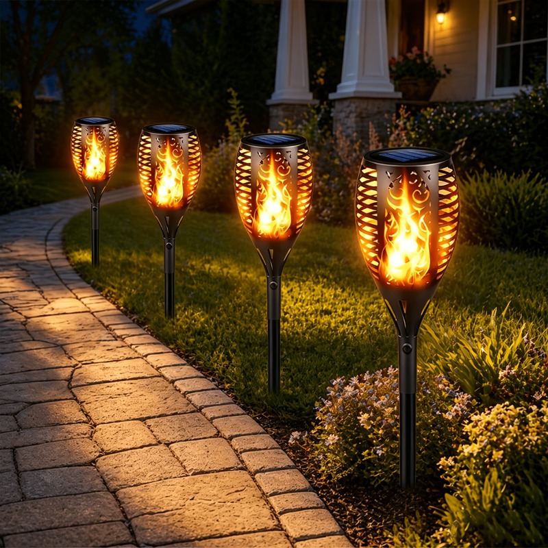 1/2/4Pack Waterproof LEDs Sola - Fire Torch Solar 评论和价格
