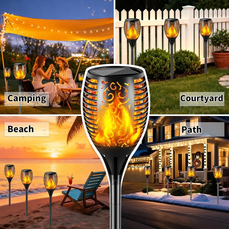 1/2/4Pack Waterproof LEDs Sola - Fire Torch Solar 评论和价格