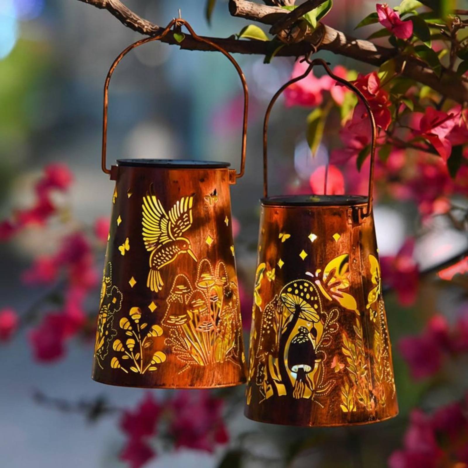 Floral Garden Lantern Pattern  - Solar Lantern Hanging 评论和价格