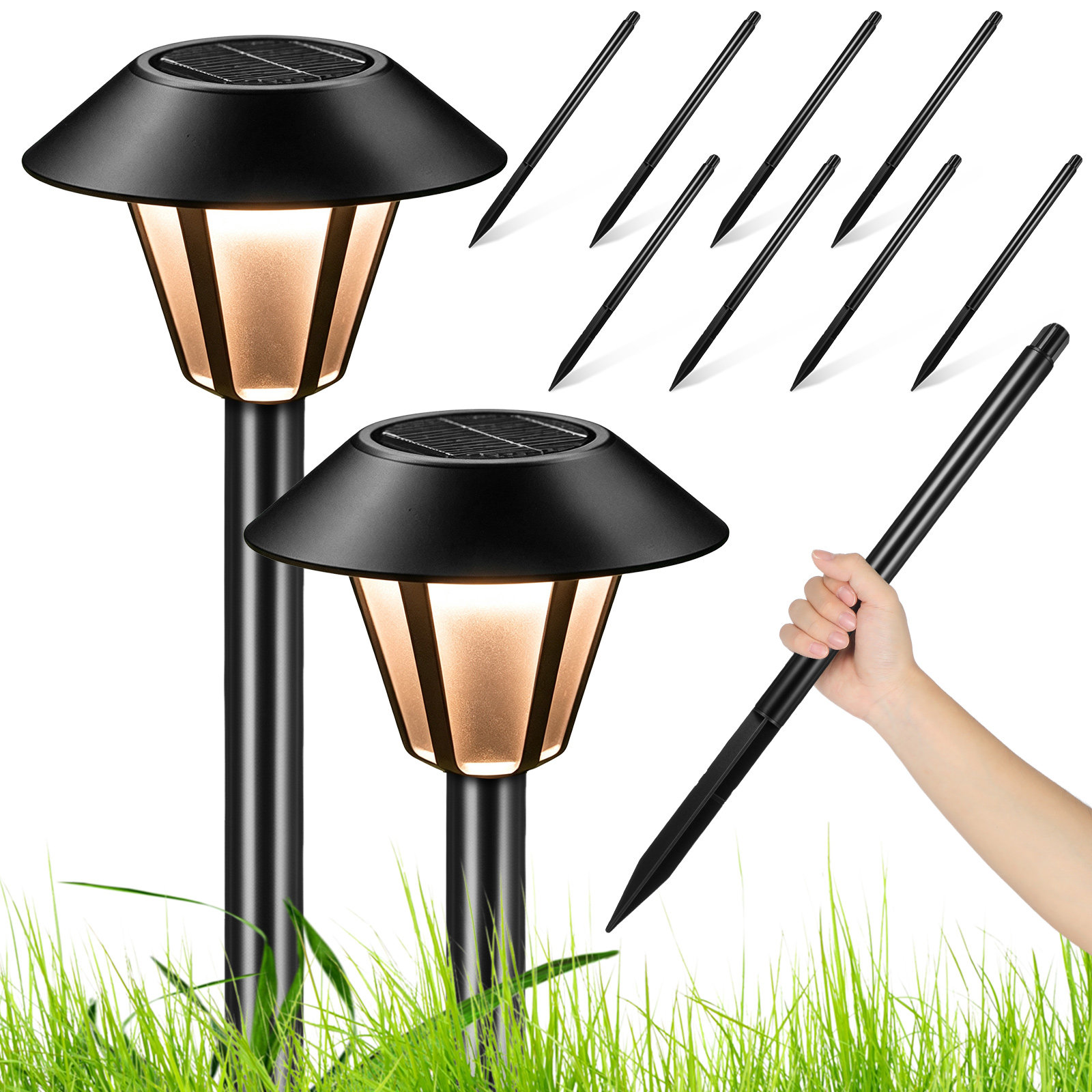 8Set Solar Light Stakes Black  - Outdoor Lighting Yard 评论和价格