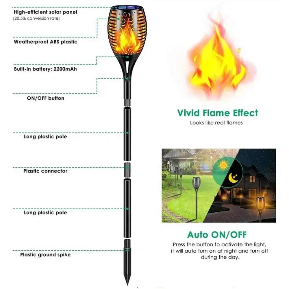 Outdoor Solar Garden Torch Lig - Fire Torch Solar 评论和价格