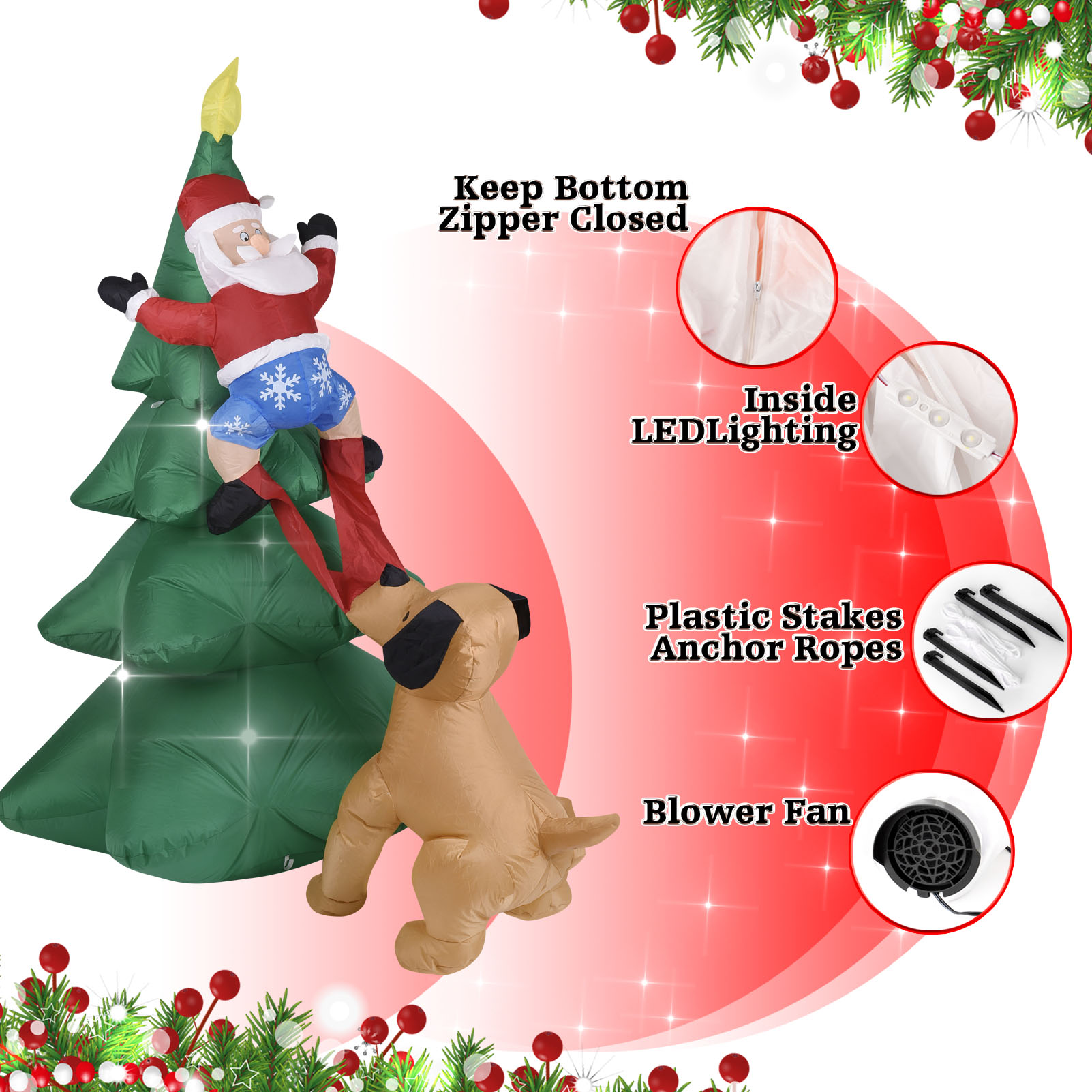 Christmas Inflatable Dog  w/Sa - Outdoor Lighting Manufacturers 评论和价格