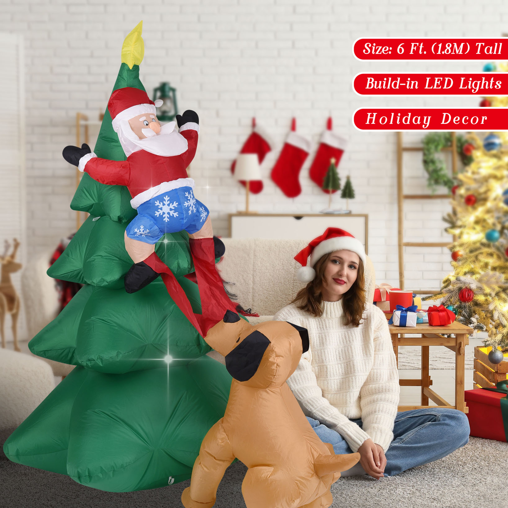 Christmas Inflatable Dog  w/Sa - Outdoor Lighting Manufacturers 评论和价格