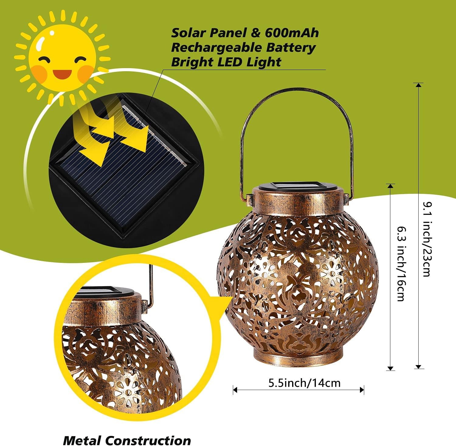 1-6PCS Moroccan Solar Lanterns - Solar Lantern Hanging 评论和价格