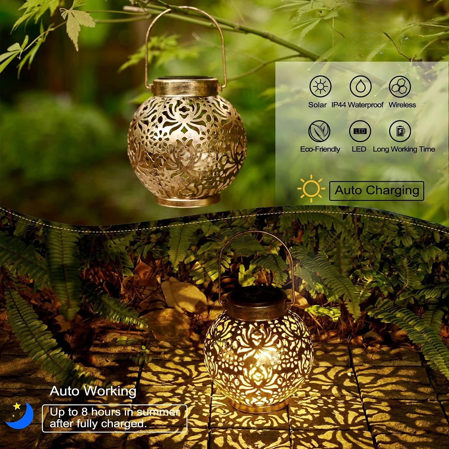 1-6PCS Moroccan Solar Lanterns - Solar Lantern Hanging 评论和价格