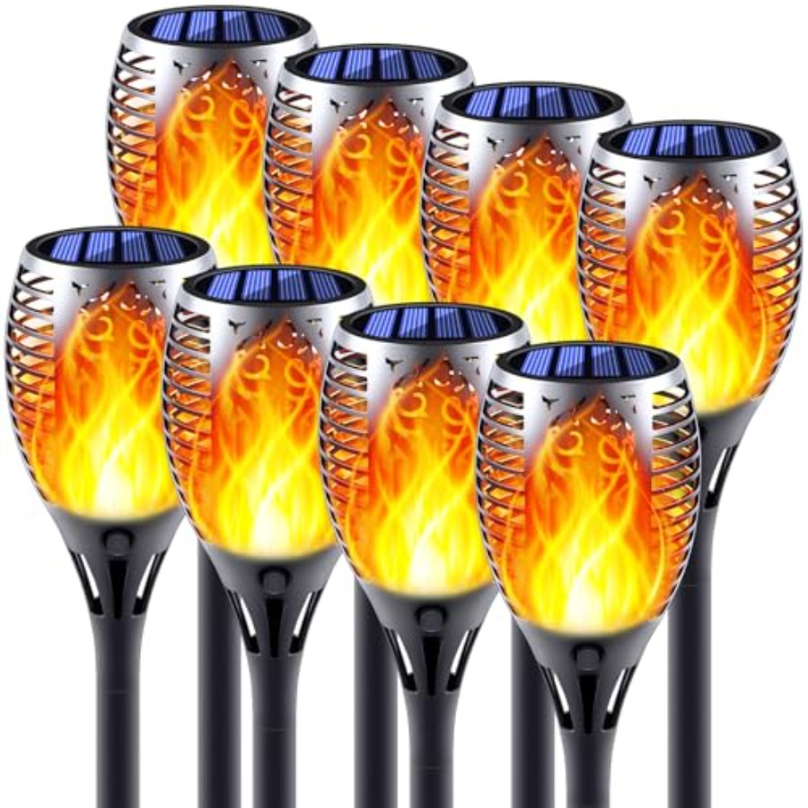 Solar Torch Lights with Flicke - Fire Torch Solar 评论和价格