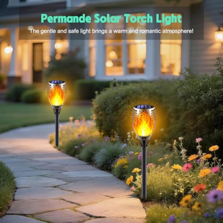 Solar Torch Lights with Flicke - Fire Torch Solar 评论和价格