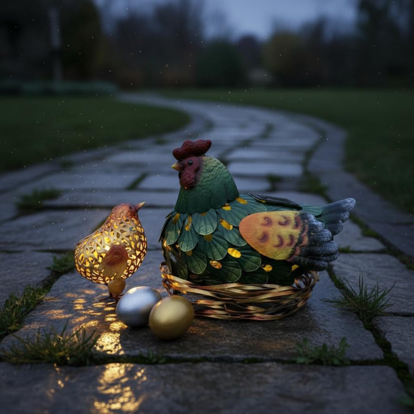 Solar Lantern Chicken Statue O - Outdoor Lighting Yard 评论和价格