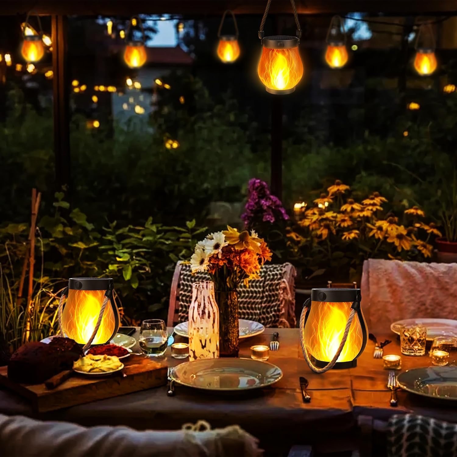 Solar Flame Hanging Lantern Ty - Fire Torch Solar 评论和价格