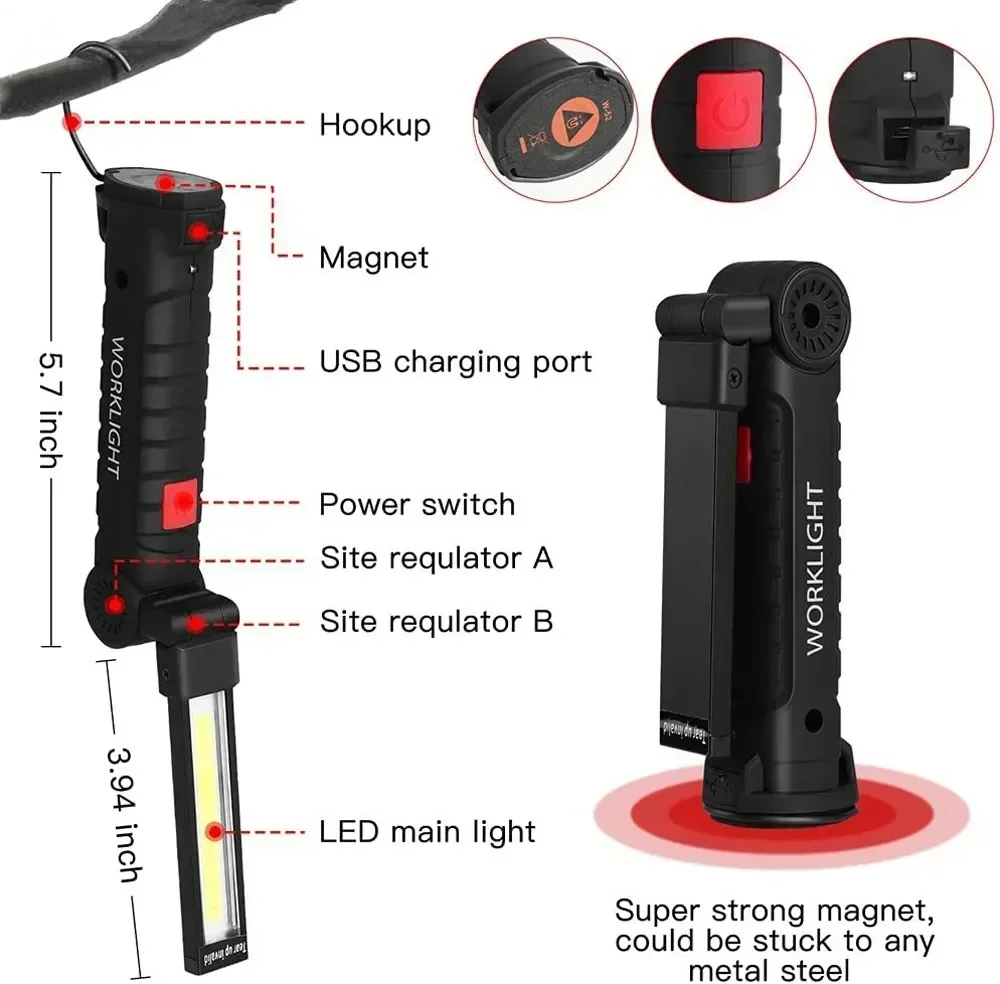 LED COB Flashlight USB Recharg - Outdoor Lighting Usb 评论和价格